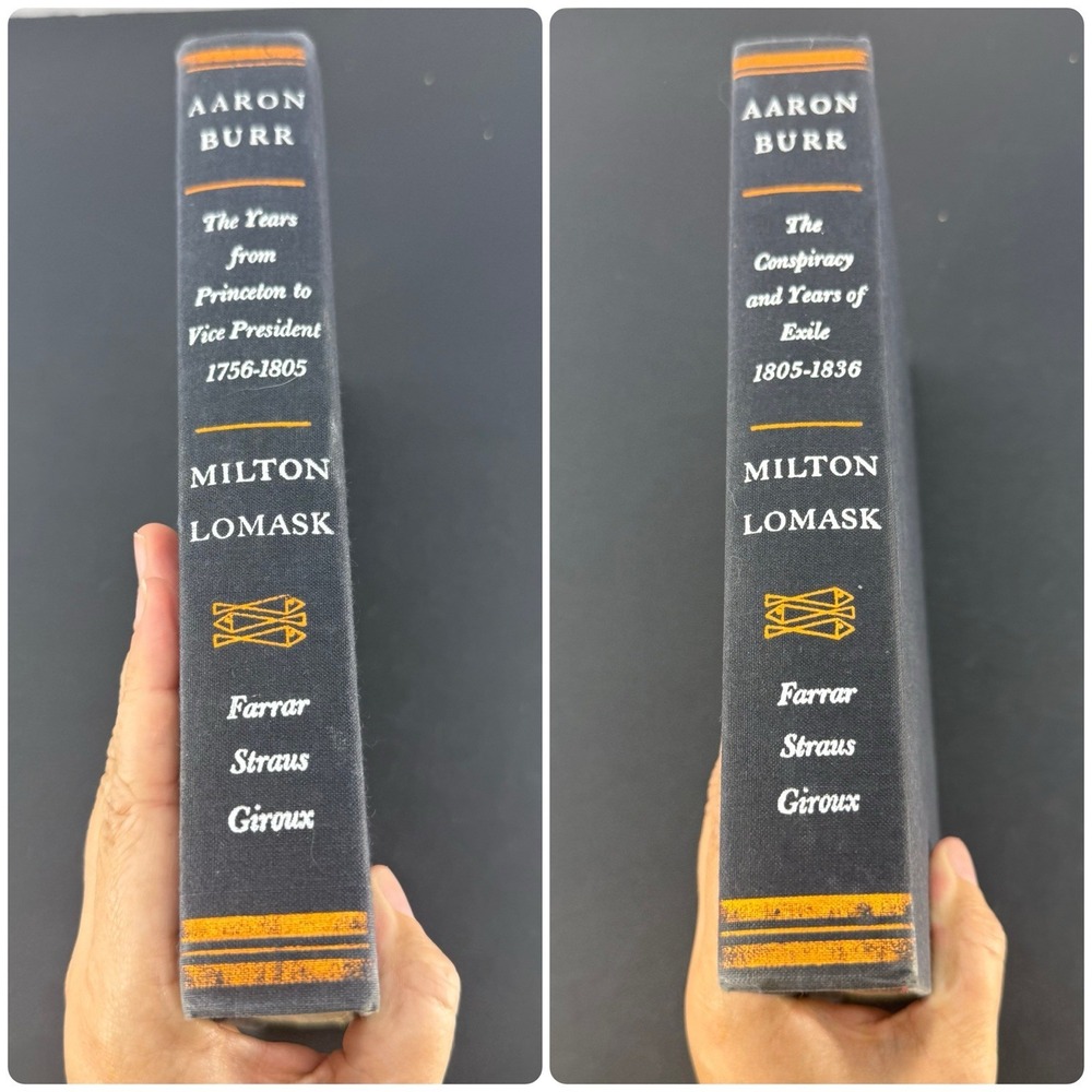 Aaron Burr by Milton Lomask Two Volume Set Hardcovers Aaron Burr Biography No DJ